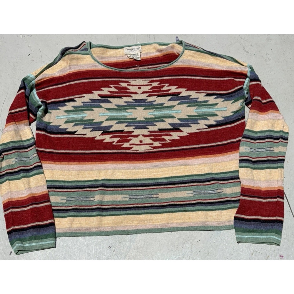 Women's Denim & Supply Shirt Aztec Print L Western Hippie Southwestern Native